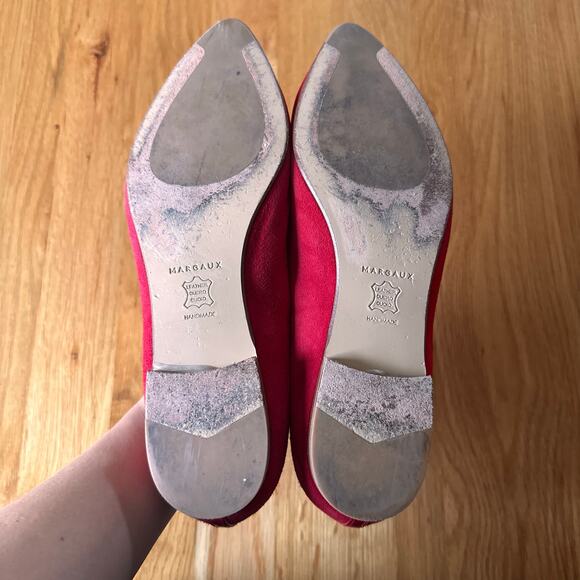 Margaux Suede The Pointe Flats in "Poppy" Red Size 40.5 US 9.5 - Picture 6 of 9